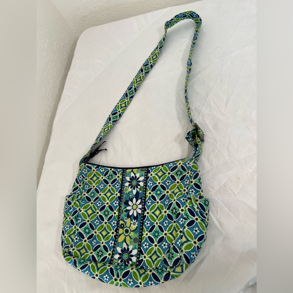 Vera Bradley Baroque Handbag Shoulder Bag Purse Quilted 13.5” X 9.5” Green